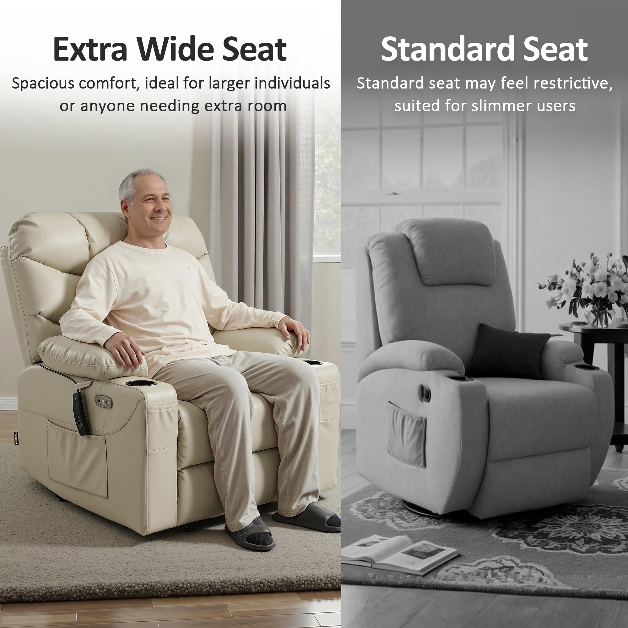 Power Lift Recliner Chair for Elderly, Faux Leather 7287|R7289