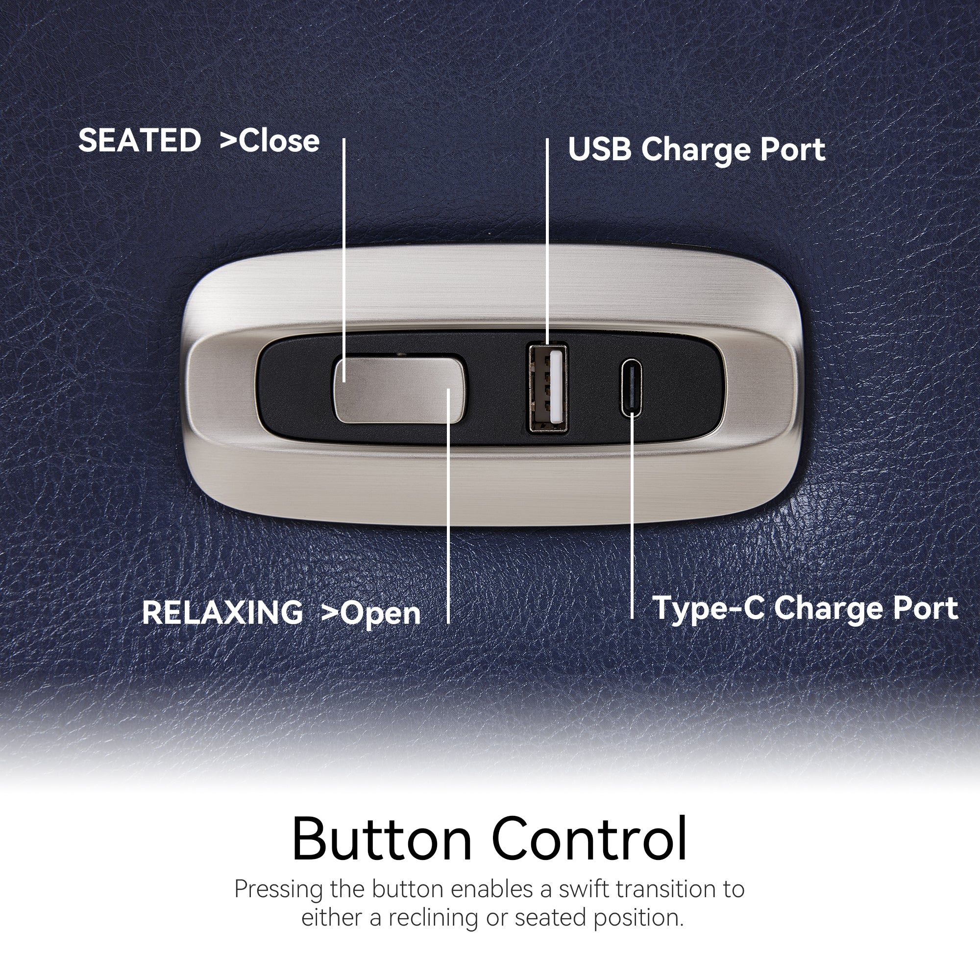 Zero Wall Hugger Recliners Chair for small space, Faux Leather PR699