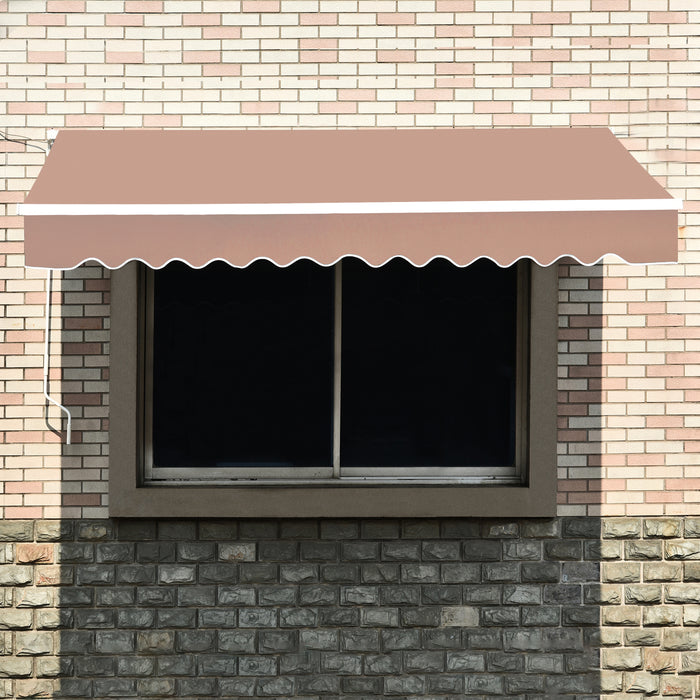 MCombo 13x8 10x8 12x10 FT Manual Retractable Patio Window Awning Commercial Grade - Quality 100% 280G Polyester Sunshade Shelter Outdoor Canopy Aluminum Frame