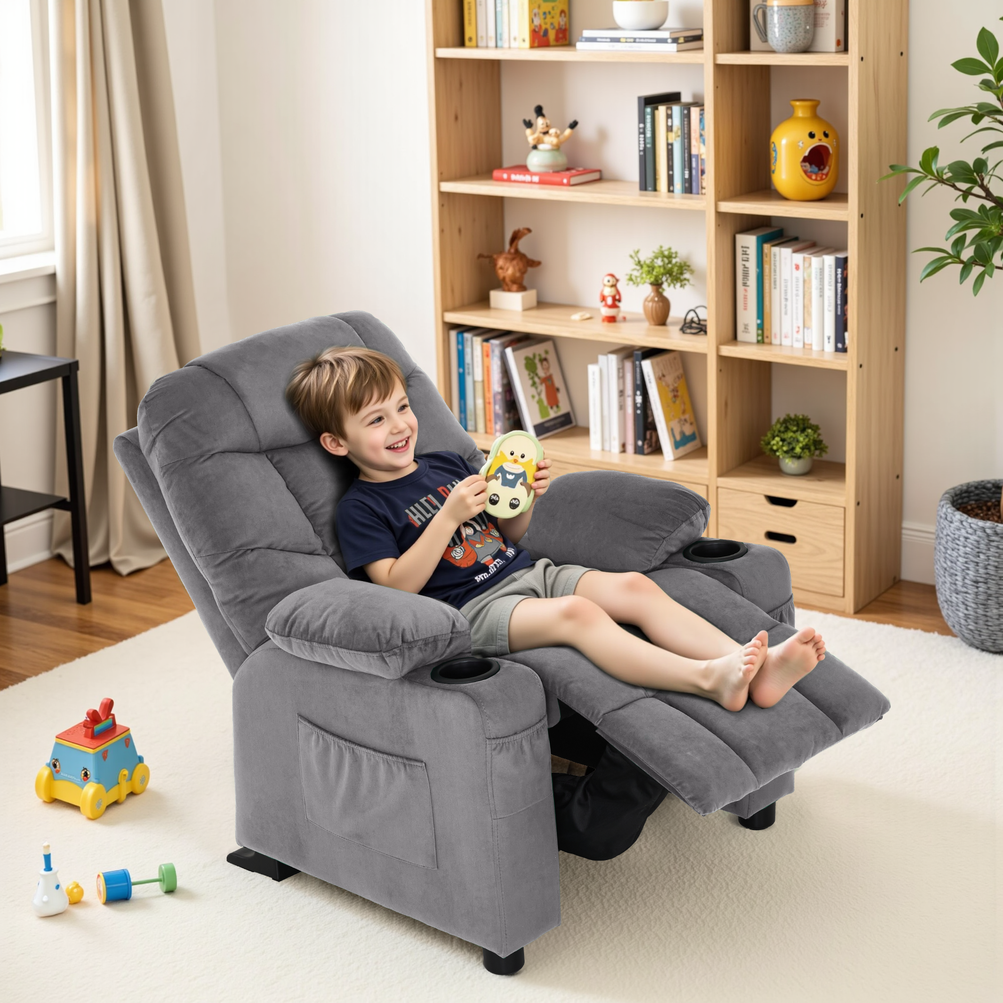 Big Kids Recliner Chair, Velvet Fabric 7355|7366