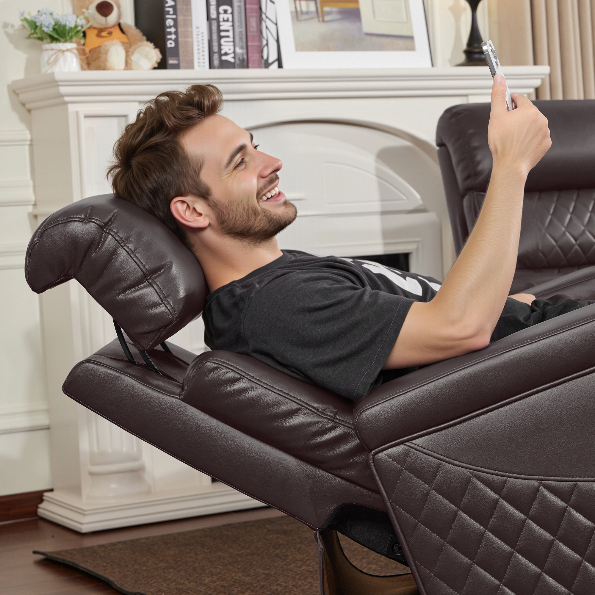 Power Reclining Loveseat, Home Theater Seating, Faux leather HTS470
