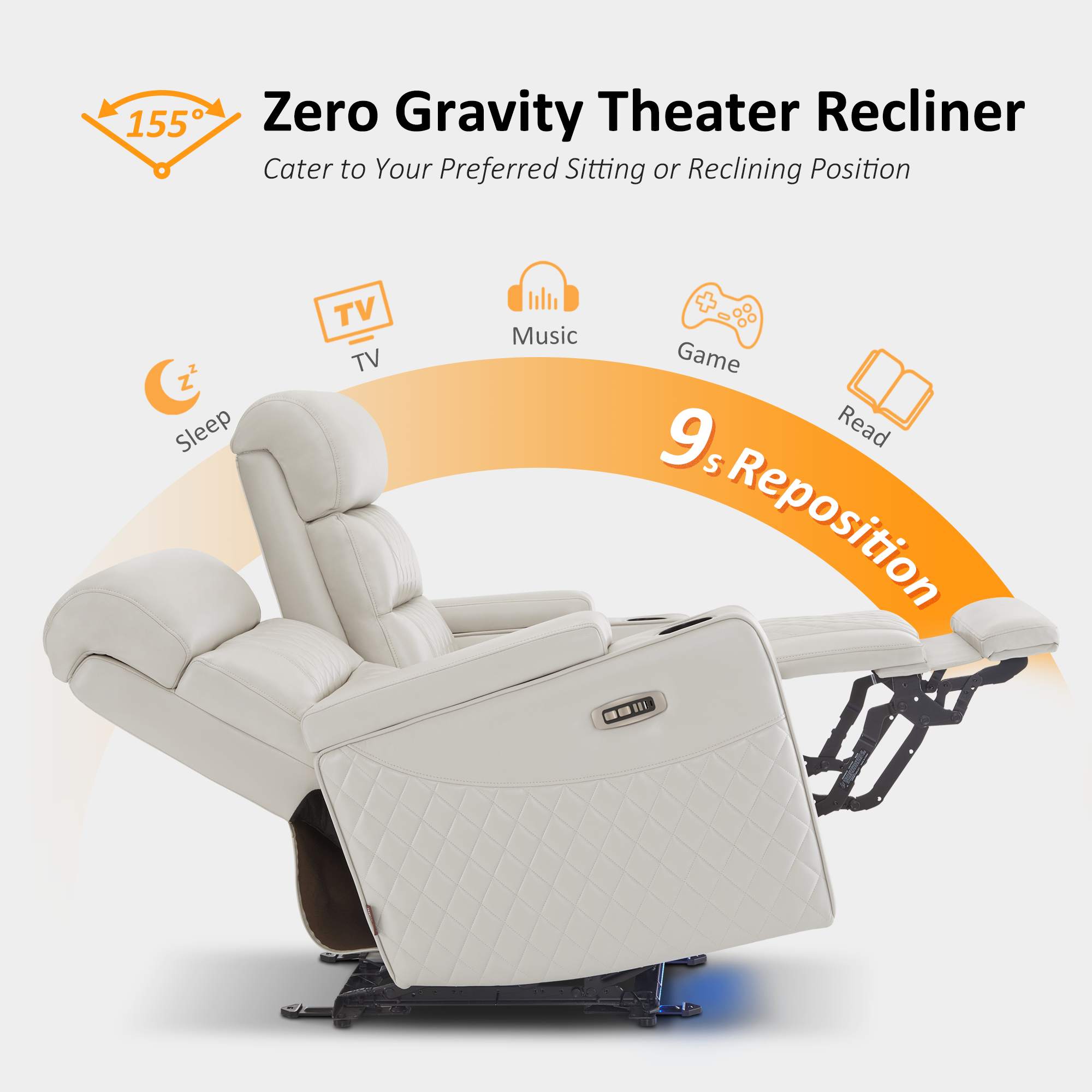 Power Reclining Loveseat, Home Theater Seating, Faux leather HTS470