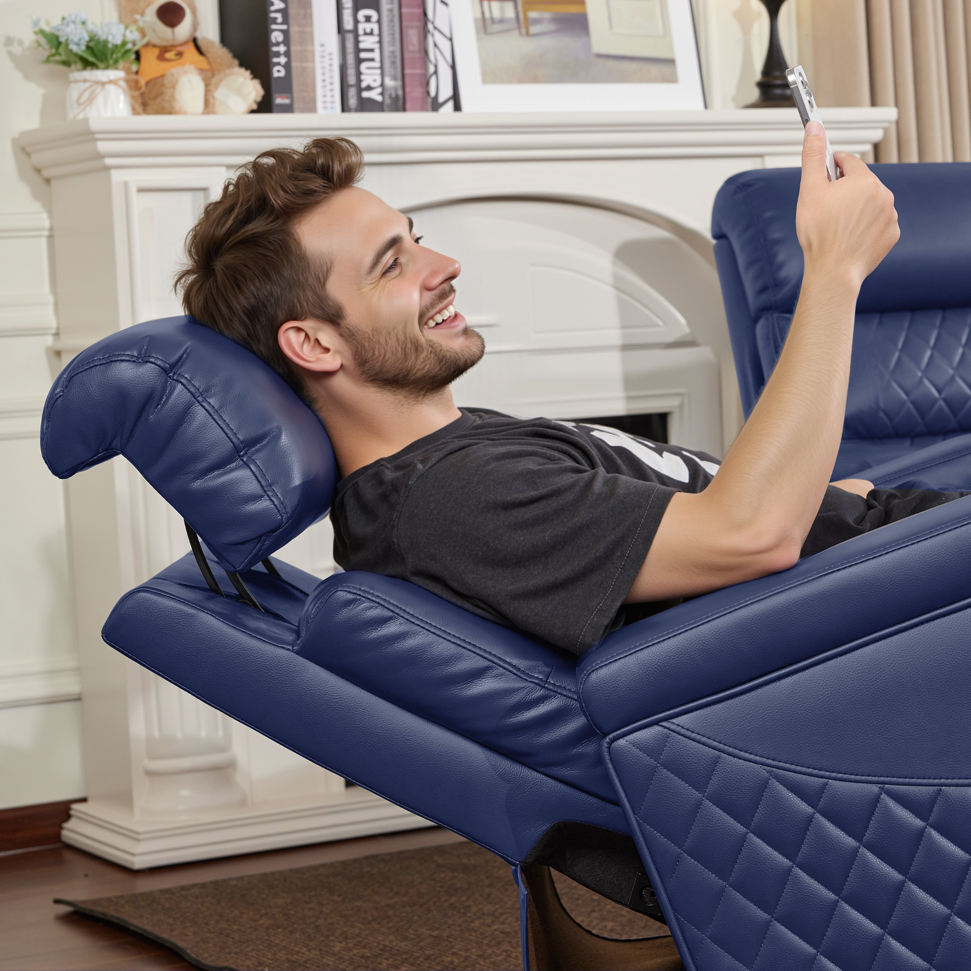 Power Reclining Loveseat, Home Theater Seating, Faux leather HTS470