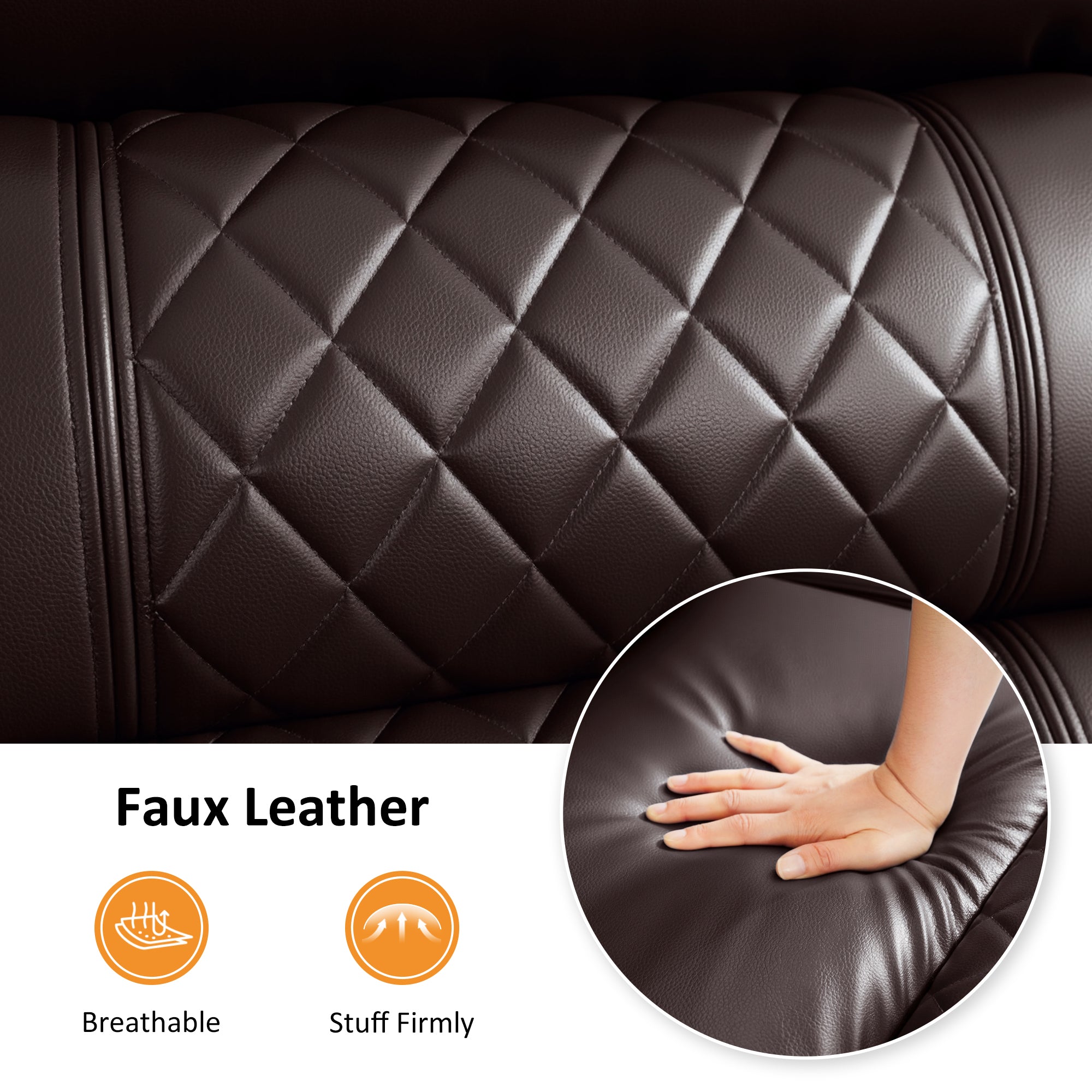 Power Reclining Sofa, Home Theater Seating, Faux leather HTS564