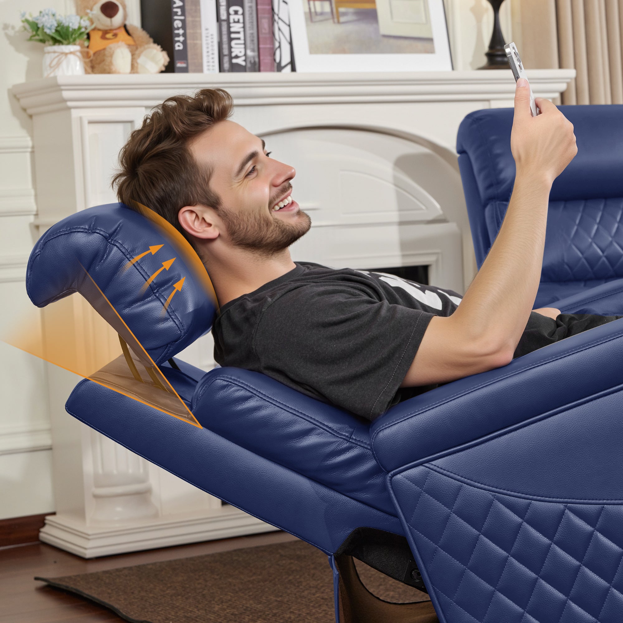 Power Reclining Sofa, Home Theater Seating, Faux leather HTS564