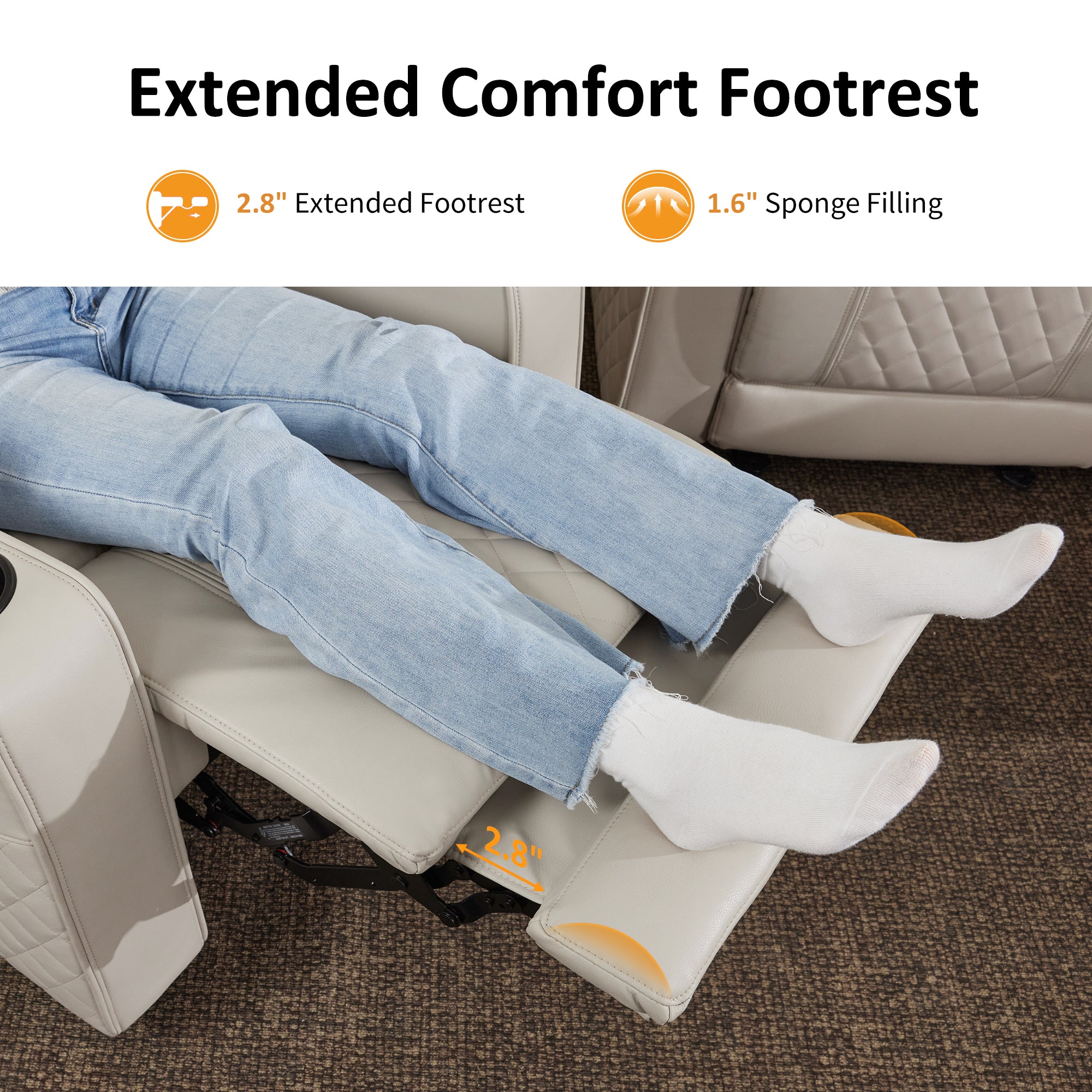 Power Reclining Sofa, Home Theater Seating, Faux leather HTS564