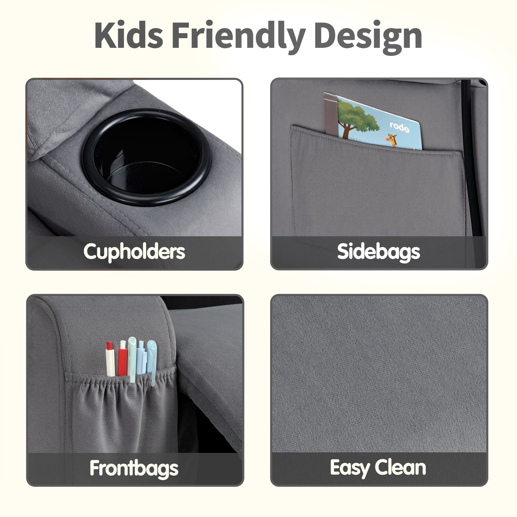 Bigger Kids Recliner for Ages 5+, Teens Recliner with iPad Stand, Child Reclining Chair with Cup Holders 7377