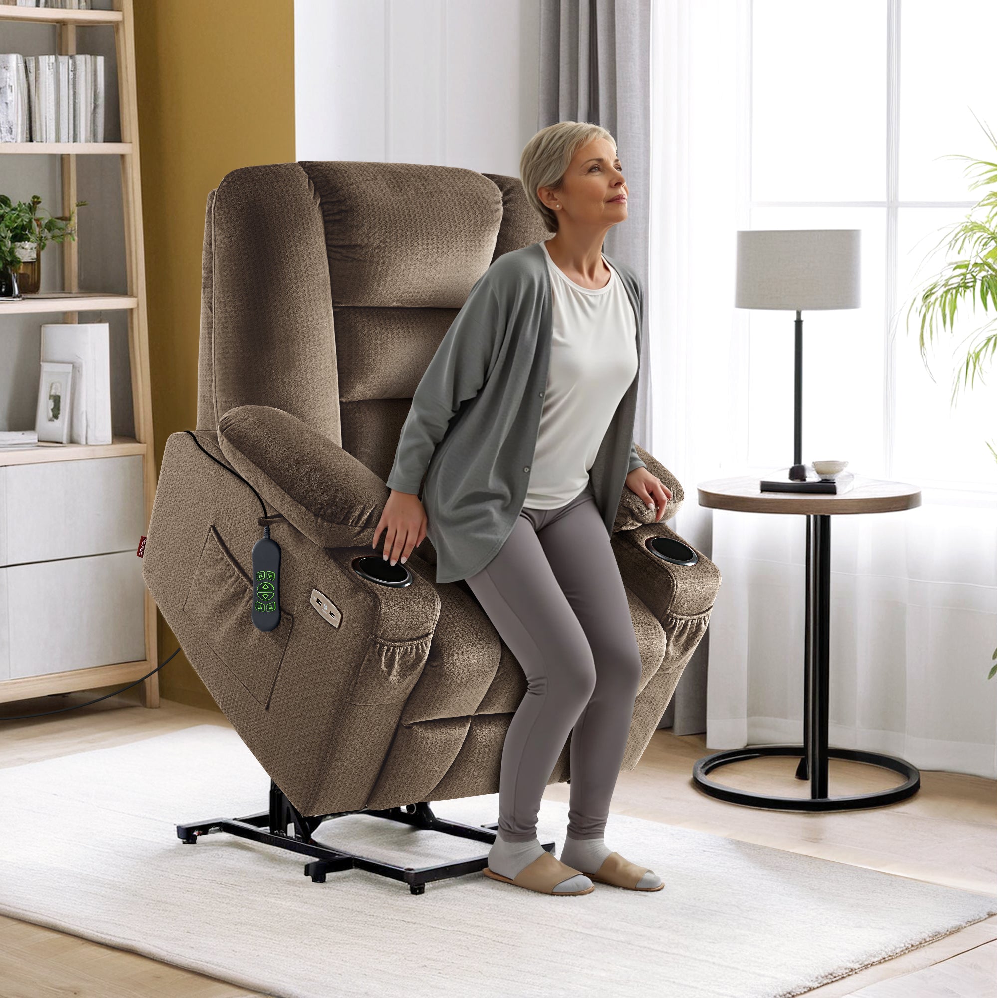 Power Lift Recliner Chair for Elderly, Massage and Heat, Fabric 7529|7549|7569|R7541|R7561