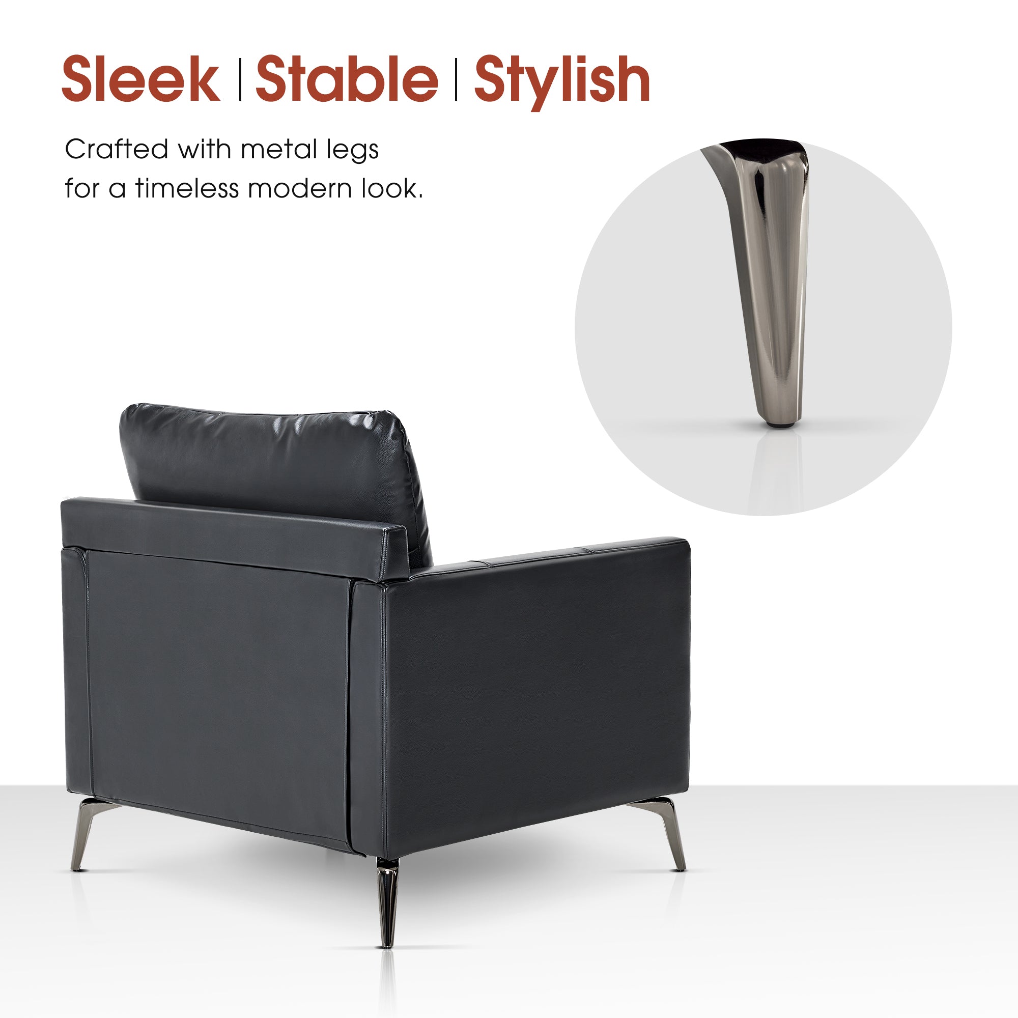 Stationary Accent Chair, Faux Leather 4629