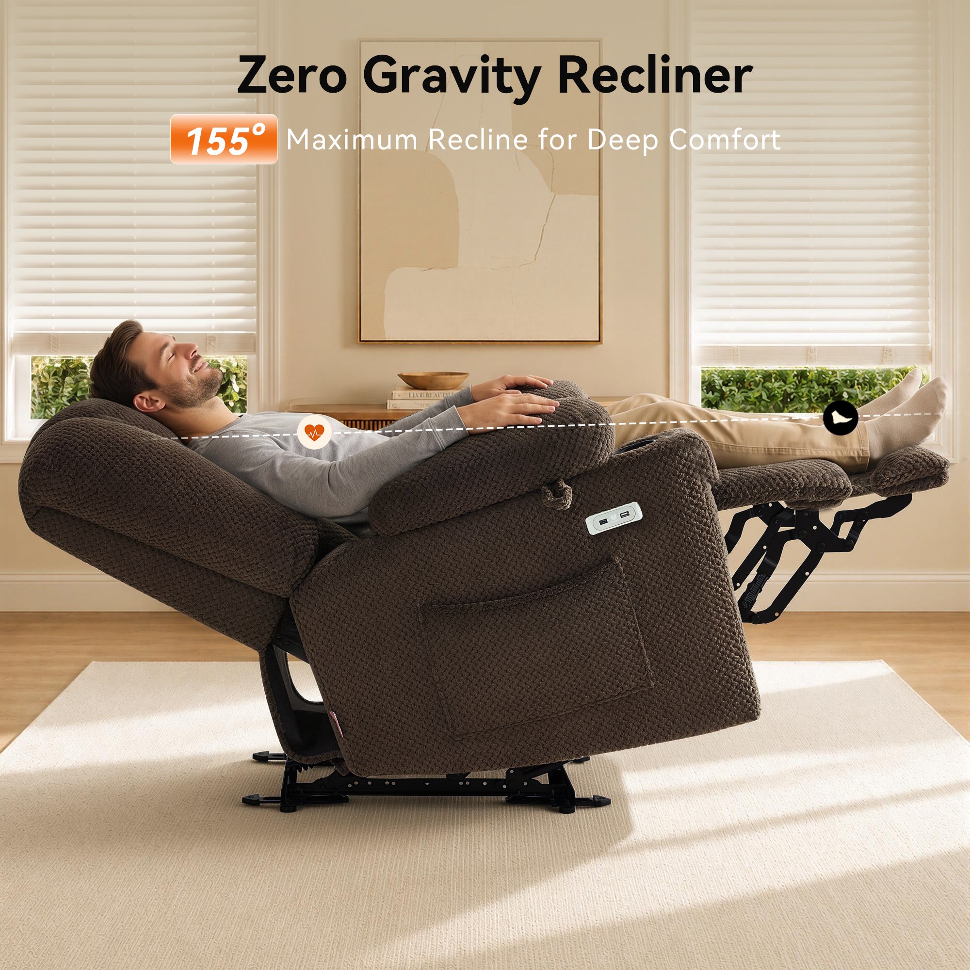 Power Recliner Chair with Massage and Heat, Fabric 8015|8017
