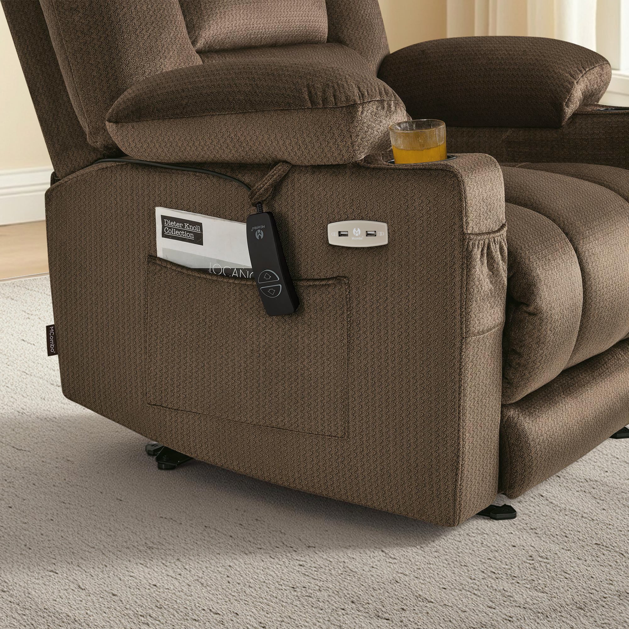 Power Recliner Chair with Heat and Massage, Fabric 6079|PR670|PR671
