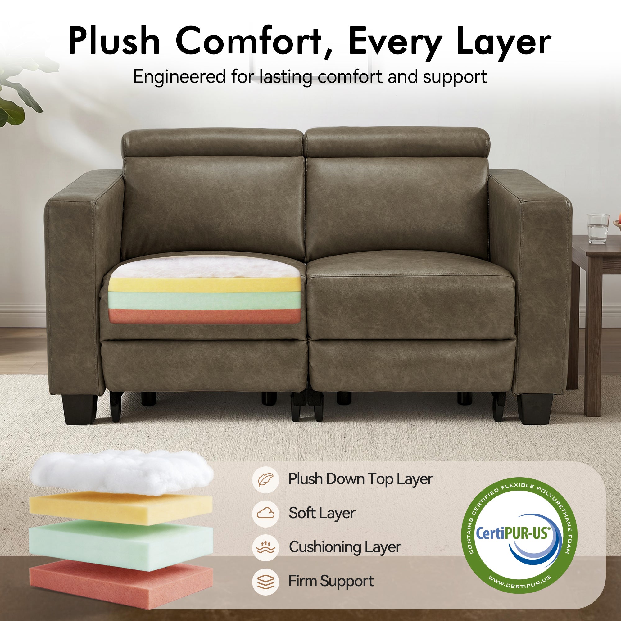 61.4'' Wall Hugger Power Loveseat for Small Spaces HL198M1