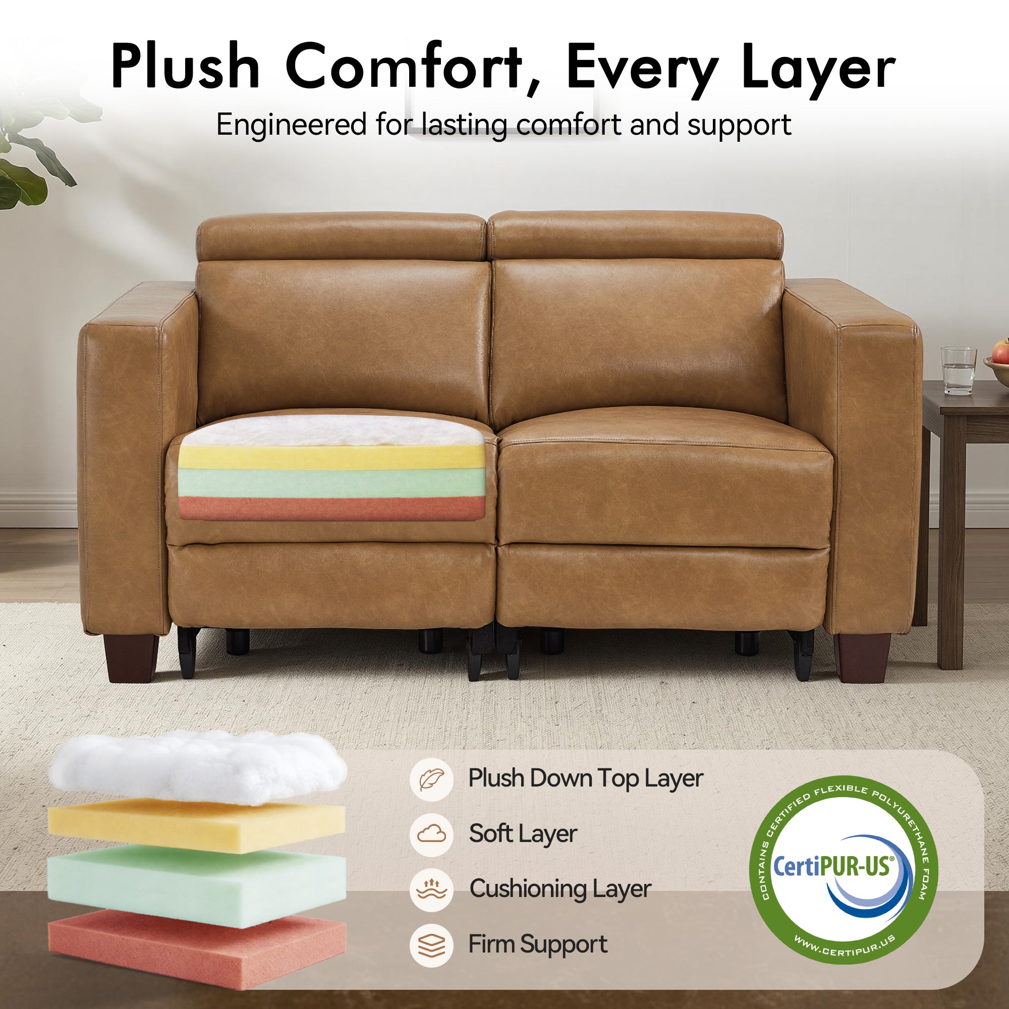 61.4'' Wall Hugger Power Loveseat for Small Spaces HL198M1|HL198M3