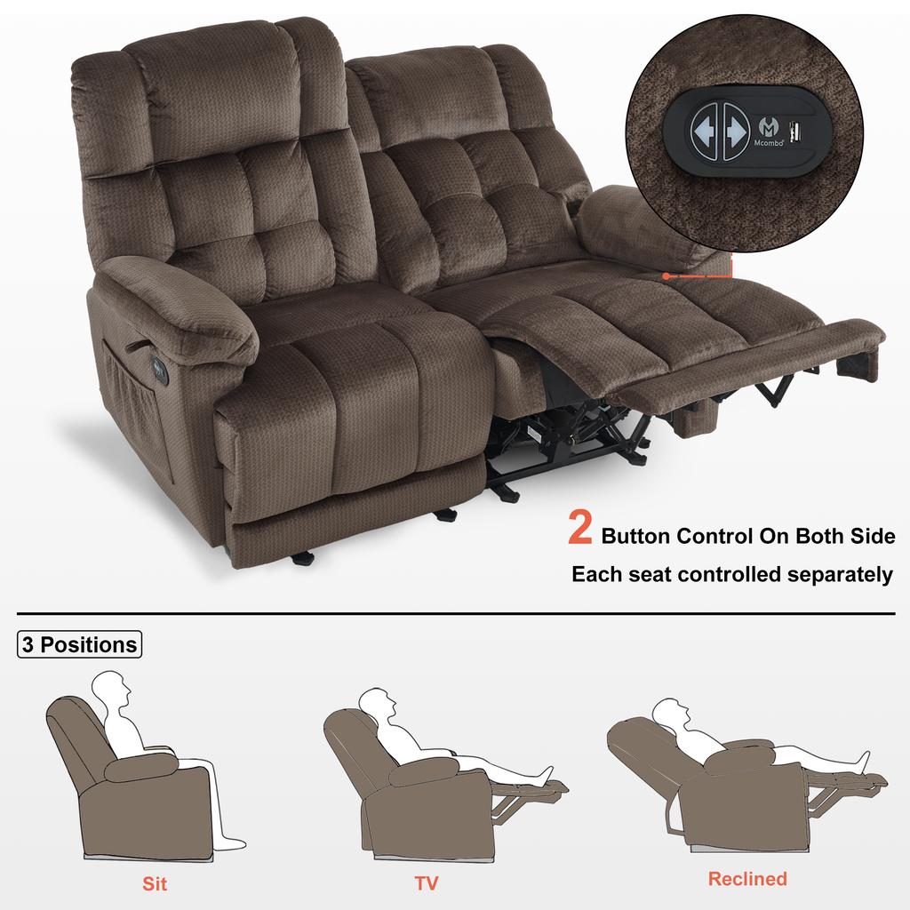 Fabric Power Loveseat Recliner, Electric Reclining Loveseat Sof