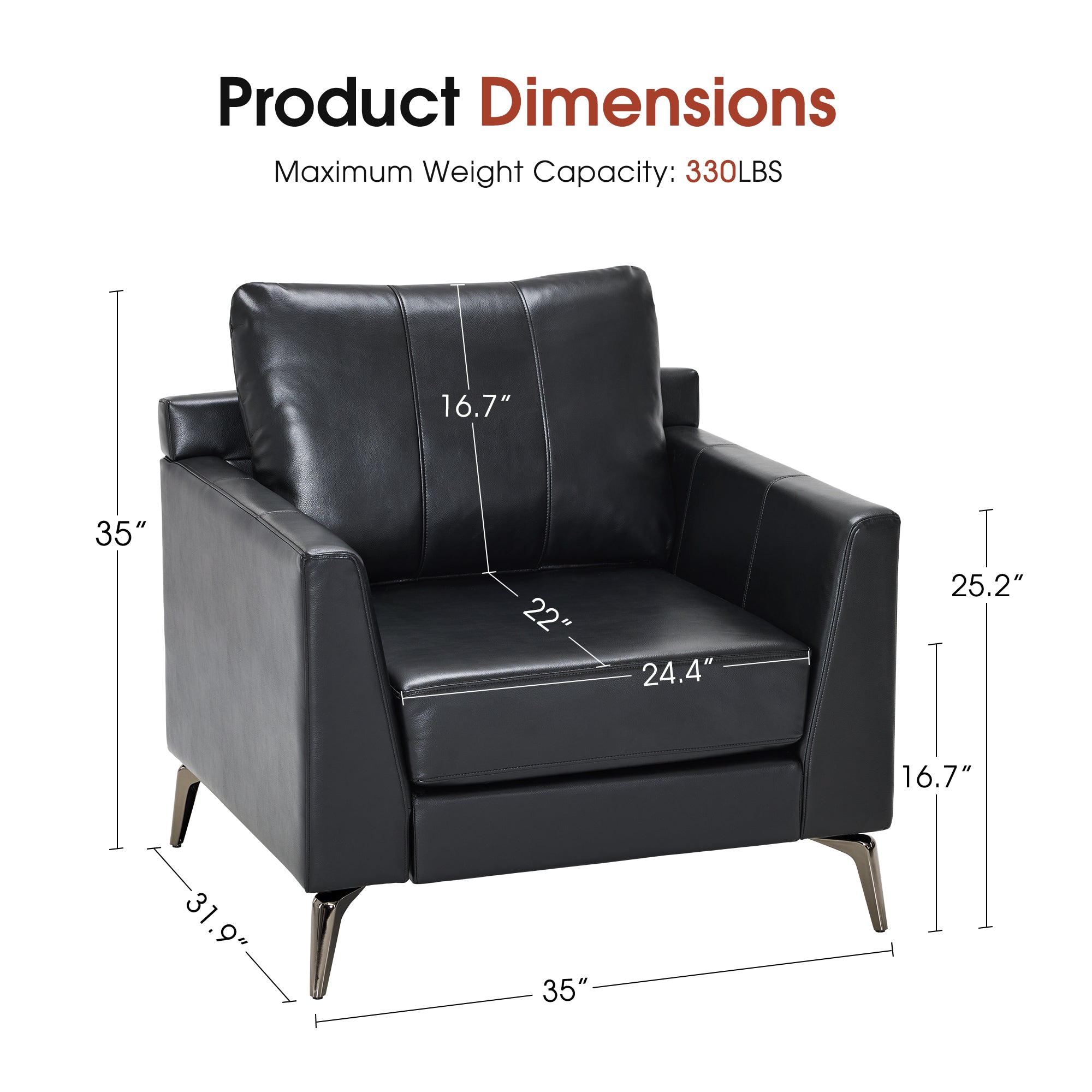 Stationary Accent Chair, Faux Leather 4629