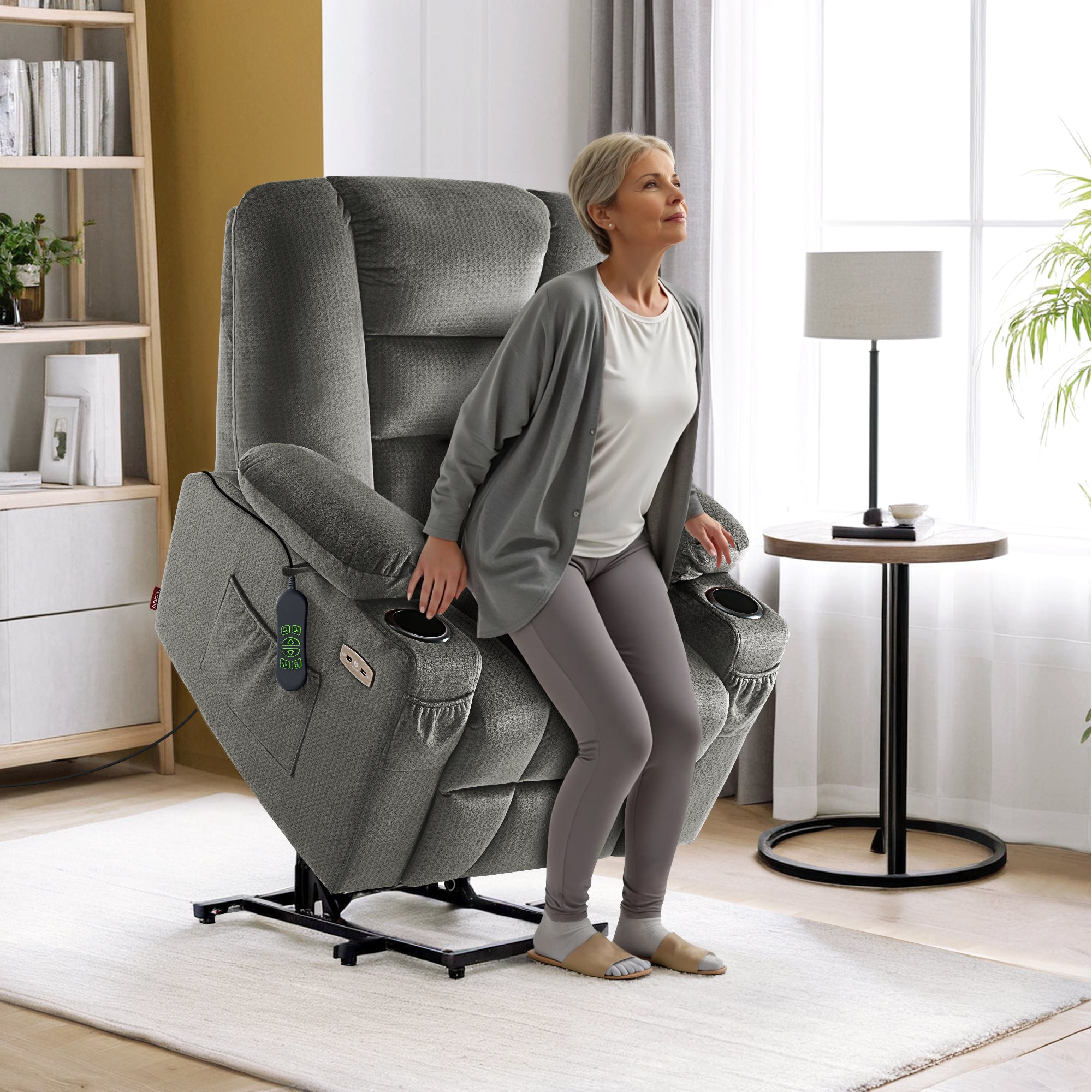 Power Lift Recliner Chair for Elderly, Massage and Heat, Fabric 7529|7549|7569|R7541|R7561