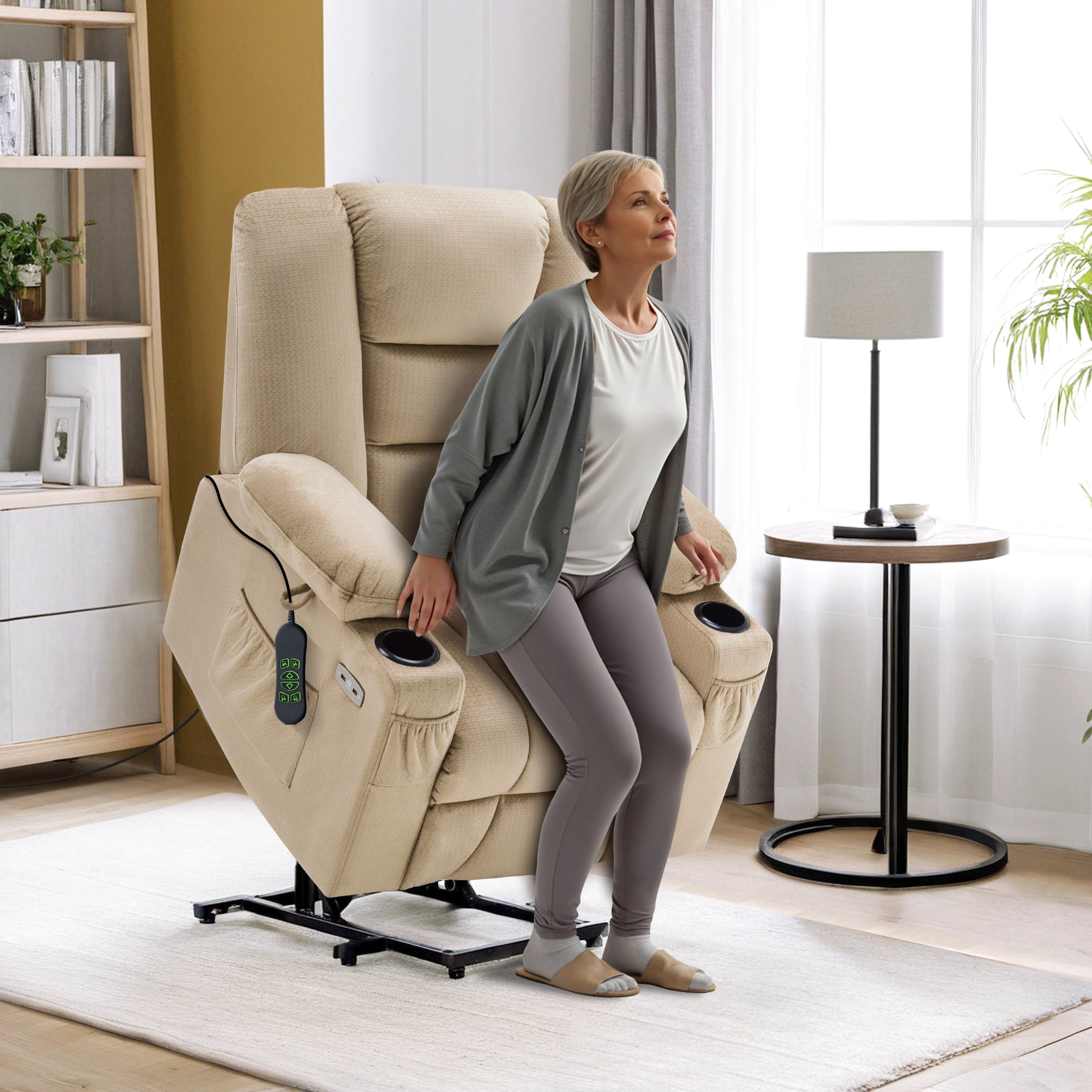 Power Lift Recliner Chair for Elderly, Massage and Heat, Fabric 7529|7549|7569|R7541|R7561