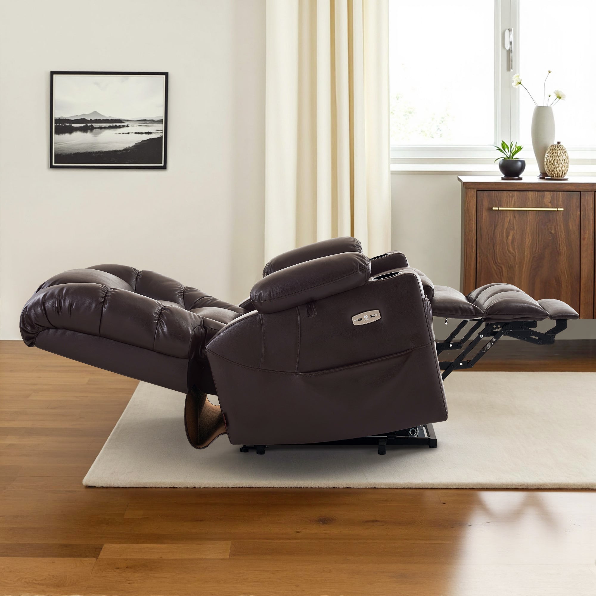 Power Lift Recliner Chair for Elderly,Triple Motor, Massage and Heat, Faux Leather 7632|7634|R7635