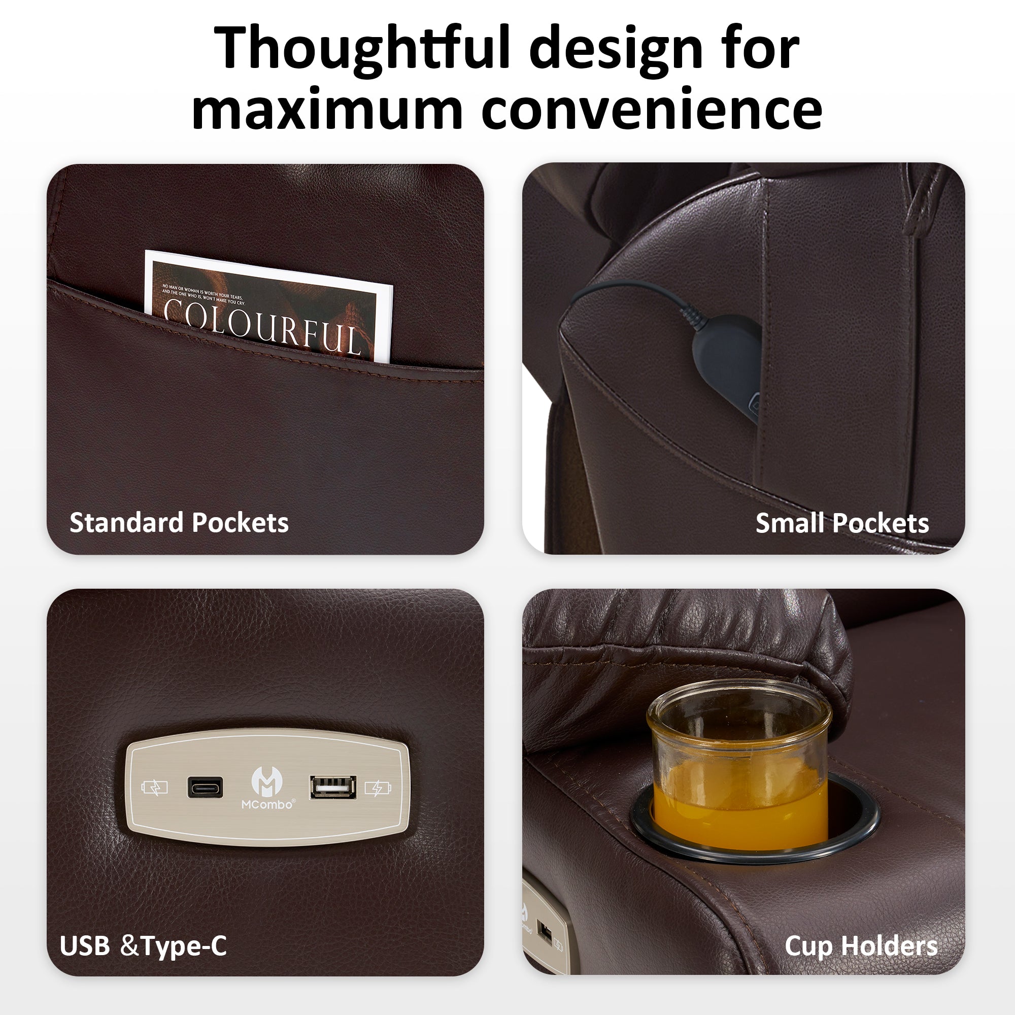 Power Lift Recliner Chair for Elderly, Dual Motor, Massage and Heat, Faux Leather 7634|R7635