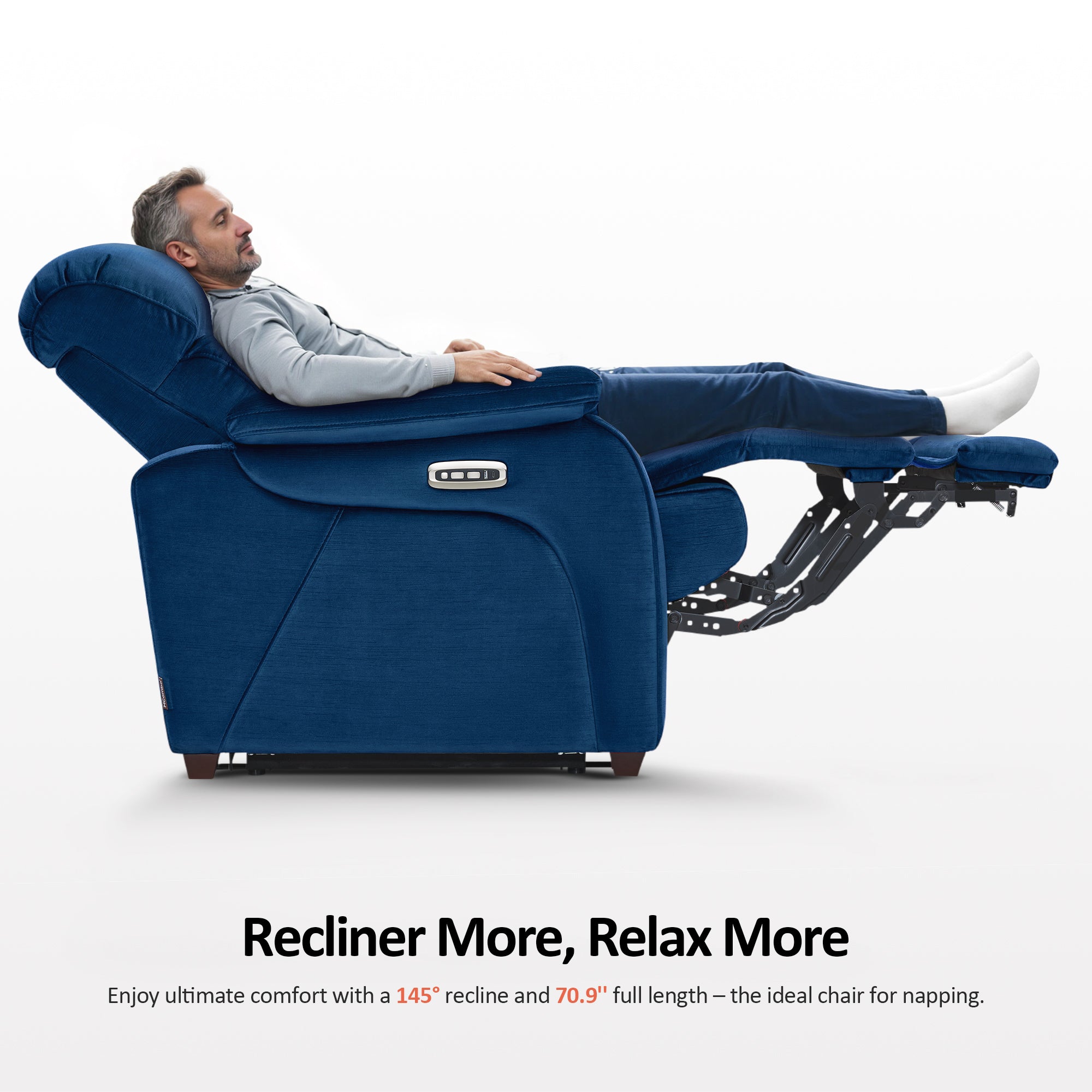Zero Wall-Hugger Power Recliner Chair, Small Spaces and RV, Fabric ST257