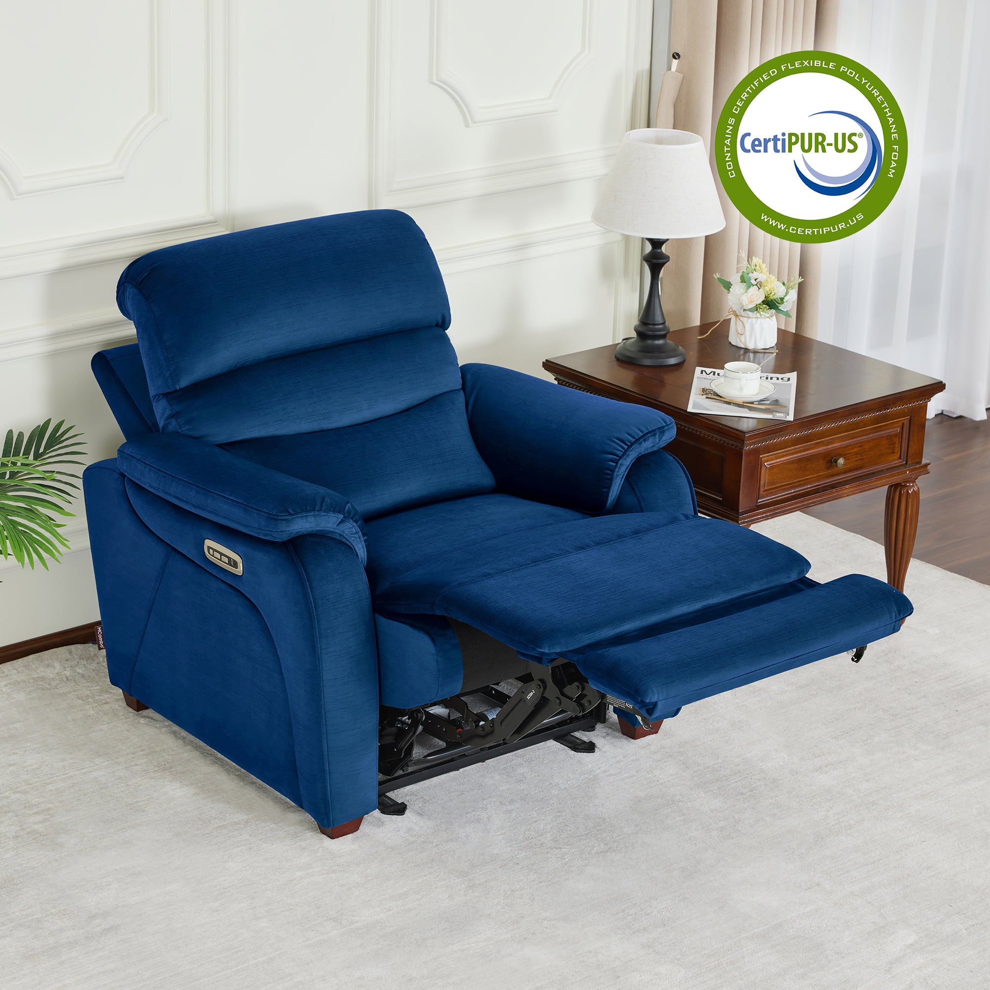 Zero Wall-Hugger Power Recliner Chair, Small Spaces and RV, Fabric ST257