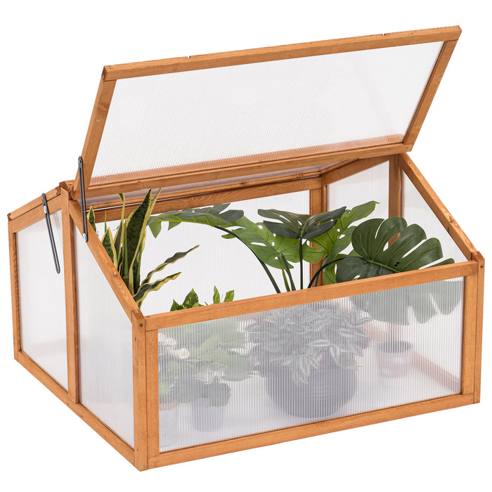 MCombo Double Box Wooden Greenhouse Cold Frame Raised Plants Bed Protection 6057-0145