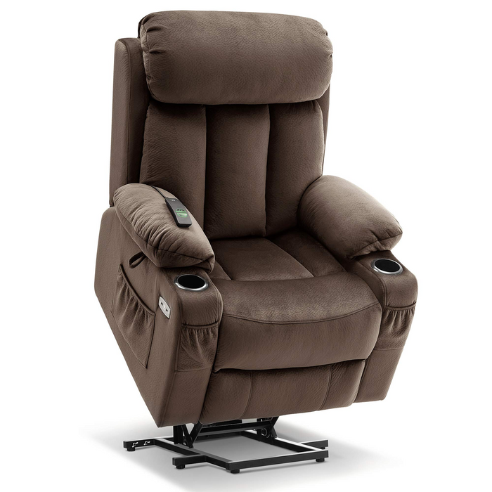 Mcombo Large Power Lift Recliner Chair with Extended Footrest for Big and Tall Elderly People, USB Ports, Fabric 7426