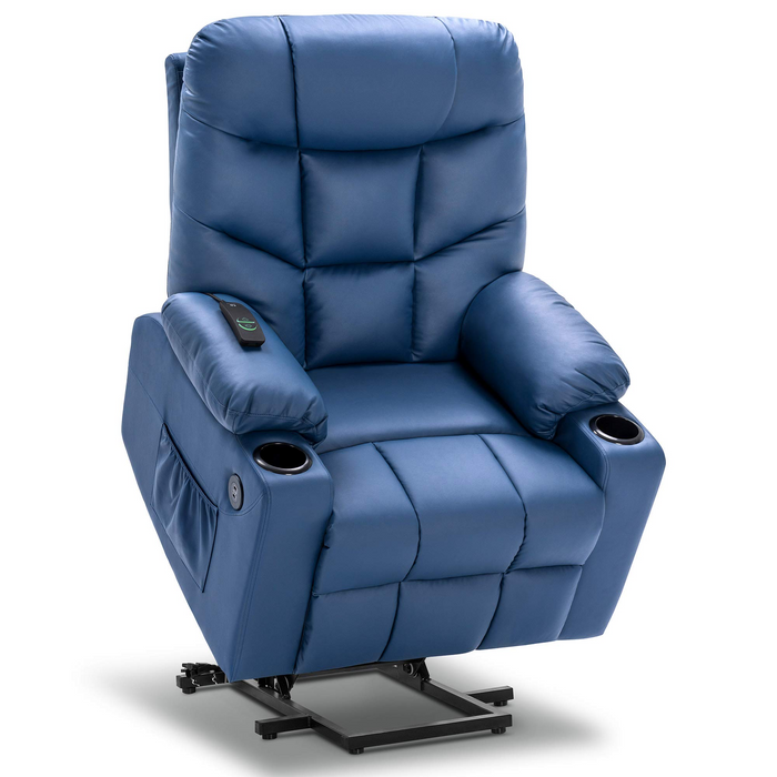 Mcombo Power Lift Recliner Chair for Elderly, 3 Positions, 2 Side Pockets and Cup Holders, USB Ports, Faux Leather 7288