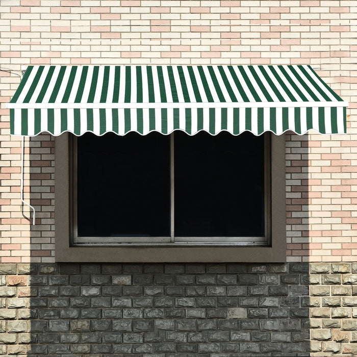 MCombo 13x8 10x8 12x10 FT Manual Retractable Patio Window Awning Commercial Grade - Quality 100% 280G Polyester Sunshade Shelter Outdoor Canopy Aluminum Frame