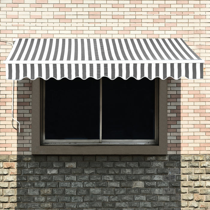 MCombo 13x8 10x8 12x10 FT Manual Retractable Patio Window Awning Commercial Grade - Quality 100% 280G Polyester Sunshade Shelter Outdoor Canopy Aluminum Frame