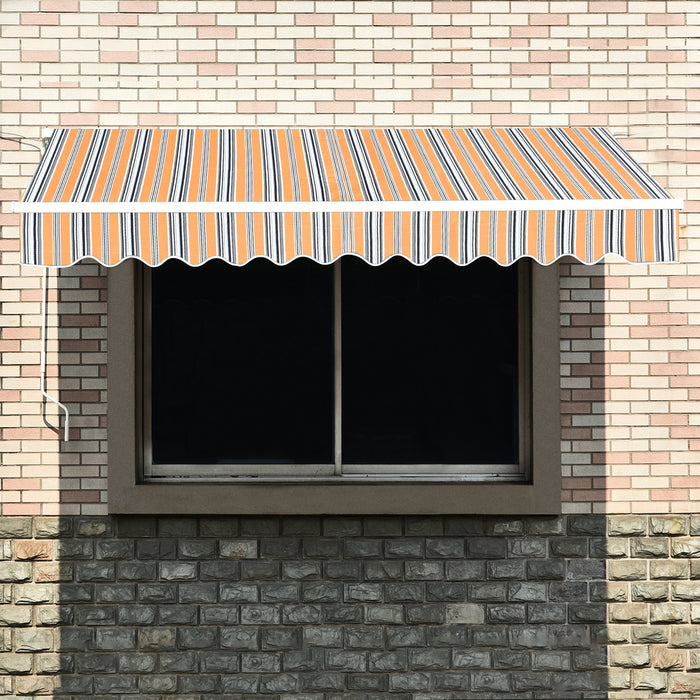 MCombo 13x8 10x8 12x10 FT Manual Retractable Patio Window Awning Commercial Grade - Quality 100% 280G Polyester Sunshade Shelter Outdoor Canopy Aluminum Frame