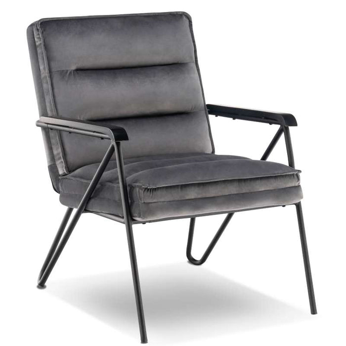 Mcombo Accent Chair with Ottoman, Velvet Modern Tufted Curved Backrest Club Chair, Upholstered Leisure Chairs with Metal Legs for Bedroom Living Room 4750/4747