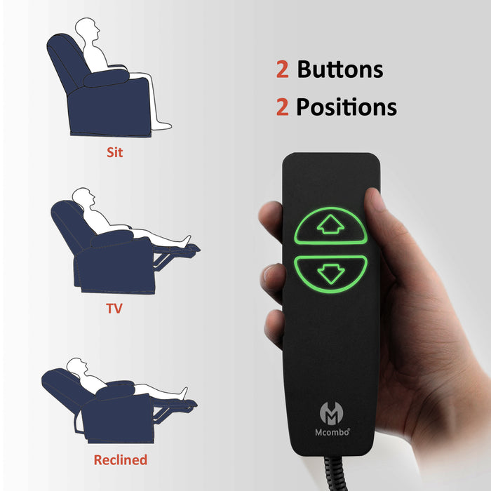 Mcombo Electric Power Recliner Chair with Massage & Heat, Extended Footrest, USB Ports, 2 Side Pockets, Cup Holders, Plush Fabric 8015
