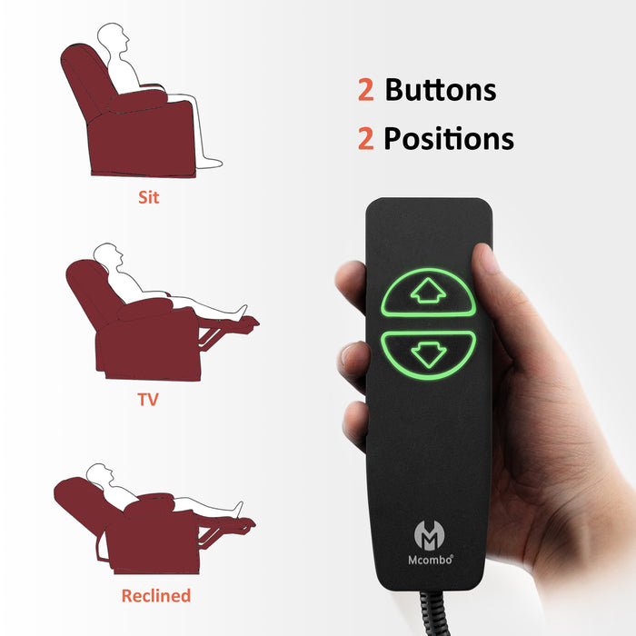 Mcombo Electric Power Recliner Chair with Massage & Heat, Extended Footrest, USB Ports, 2 Side Pockets, Cup Holders, Plush Fabric 8015
