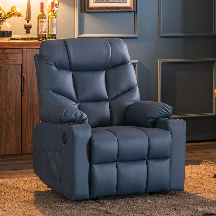 Mcombo Power Lift Recliner Chair for Elderly, 3 Positions, 2 Side Pockets and Cup Holders, USB Ports, Faux Leather 7288