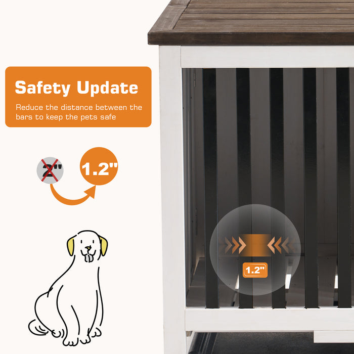 Mcombo Wooden Dog Crate Furniture End Table with Door, No Assembly Portable Foldable Pet Crate Dog Kennel Indoor with Removable Tray