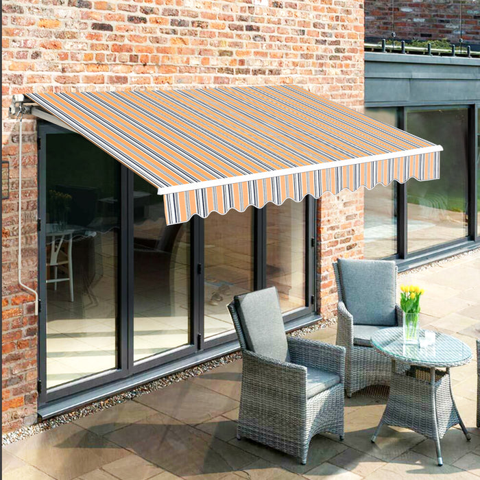 MCombo 13x8 10x8 12x10 FT Manual Retractable Patio Window Awning Commercial Grade - Quality 100% 280G Polyester Sunshade Shelter Outdoor Canopy Aluminum Frame