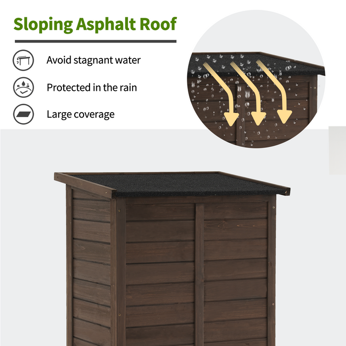 Mcombo Outdoor Wood Storage Cabinet, Small Size Garden Wooden Tool Shed with Double doors, Outside Tools Cabinet for Backyard (24.6”x 18.3”x38.2”) 6059-0985CR