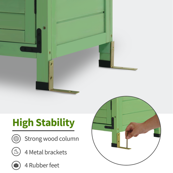 Mcombo Outdoor Wood Storage Cabinet, Small Size Garden Wooden Tool Shed with Double doors, Outside Tools Cabinet for Backyard (24.6”x 18.3”x38.2”) 6059-0985CR