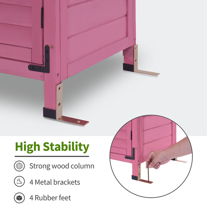 Mcombo Outdoor Wood Storage Cabinet, Small Size Garden Wooden Tool Shed with Double doors, Outside Tools Cabinet for Backyard (24.6”x 18.3”x38.2”) 6059-0985CR