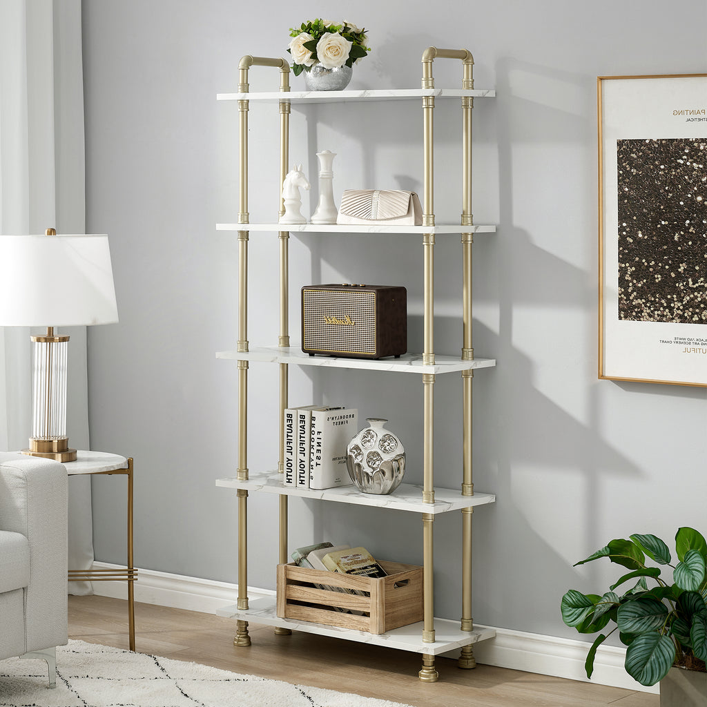Mcombo tall bookshelf for small spaces, narrow bookcase with adjustabl —  MCombo