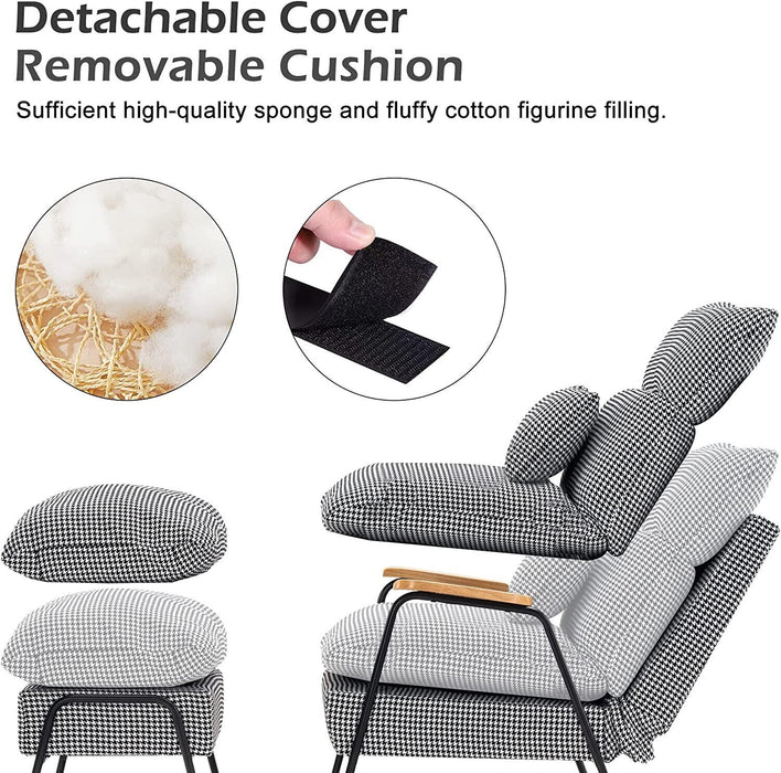 MCombo Accent Recliner Chair with Ottoman, Fabric Couch Bed Chair, Armchair Club Chair, Adjustable Backrest and Headrest, for Living Room Bedroom Office 4055
