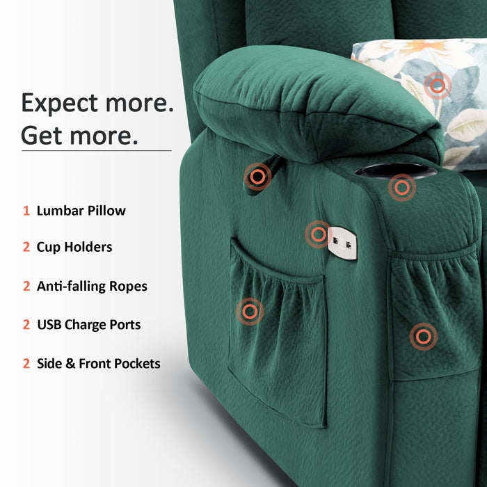 Mcombo Large Power Lift Recliner Chair with Extended Footrest for Big and Tall Elderly People, USB Ports, Fabric 7426