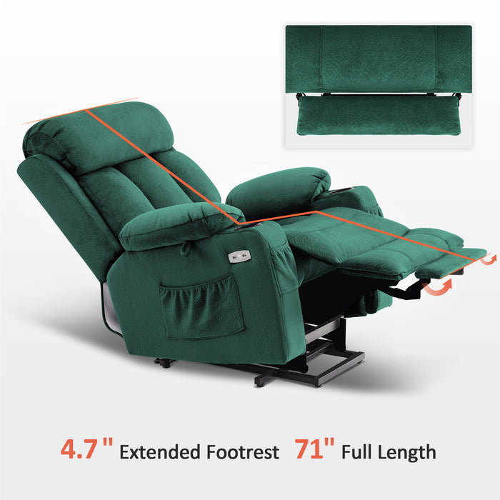 Mcombo Large Power Lift Recliner Chair with Extended Footrest for Big and Tall Elderly People, USB Ports, Fabric 7426
