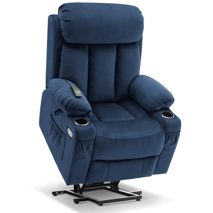 Mcombo Large Power Lift Recliner Chair with Extended Footrest for Big and Tall Elderly People, USB Ports, Fabric 7426