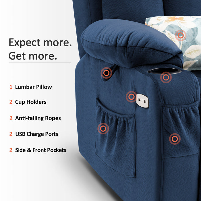 Mcombo Large Power Lift Recliner Chair with Extended Footrest for Big and Tall Elderly People, USB Ports, Fabric 7426
