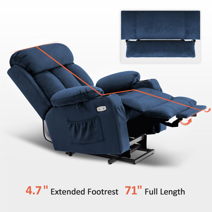 Mcombo Large Power Lift Recliner Chair with Extended Footrest for Big and Tall Elderly People, USB Ports, Fabric 7426