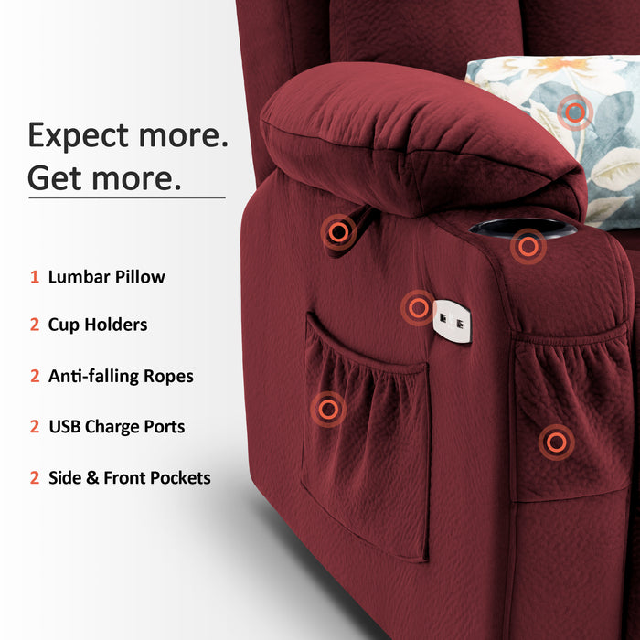 Mcombo Large Power Lift Recliner Chair with Extended Footrest for Big and Tall Elderly People, USB Ports, Fabric 7426