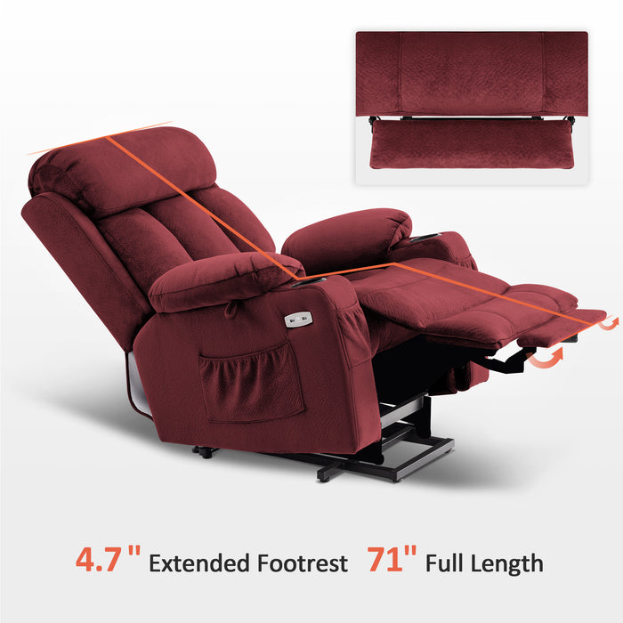 Mcombo Large Power Lift Recliner Chair with Extended Footrest for Big and Tall Elderly People, USB Ports, Fabric 7426