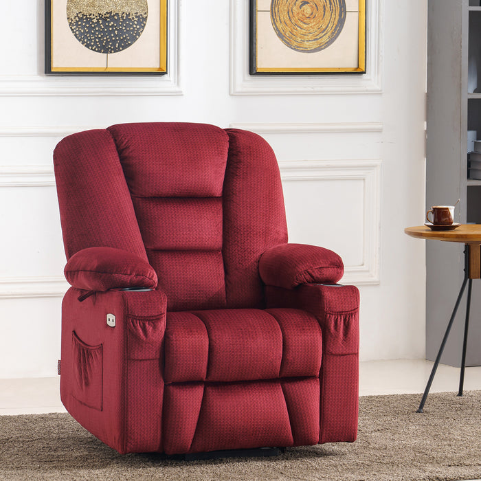 Mcombo Small Power Lift Recliner Chair with Massage and Heat for Short Elderly People, Fabric 7569
